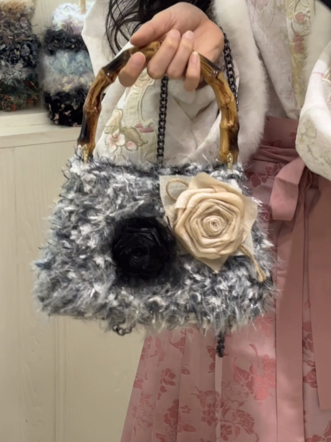 Ink Wash Rose Vintage Bag