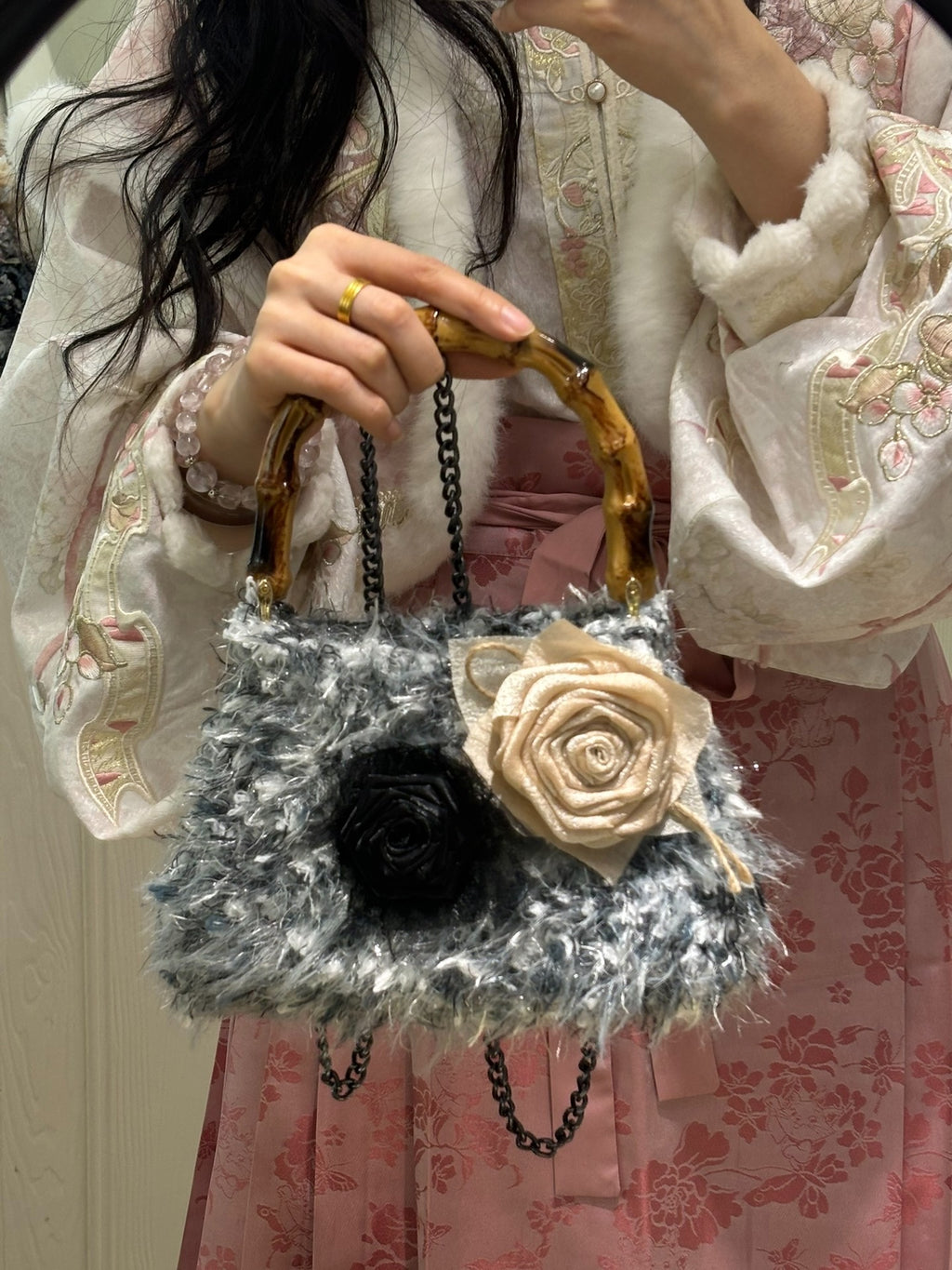 Ink Wash Rose Vintage Bag