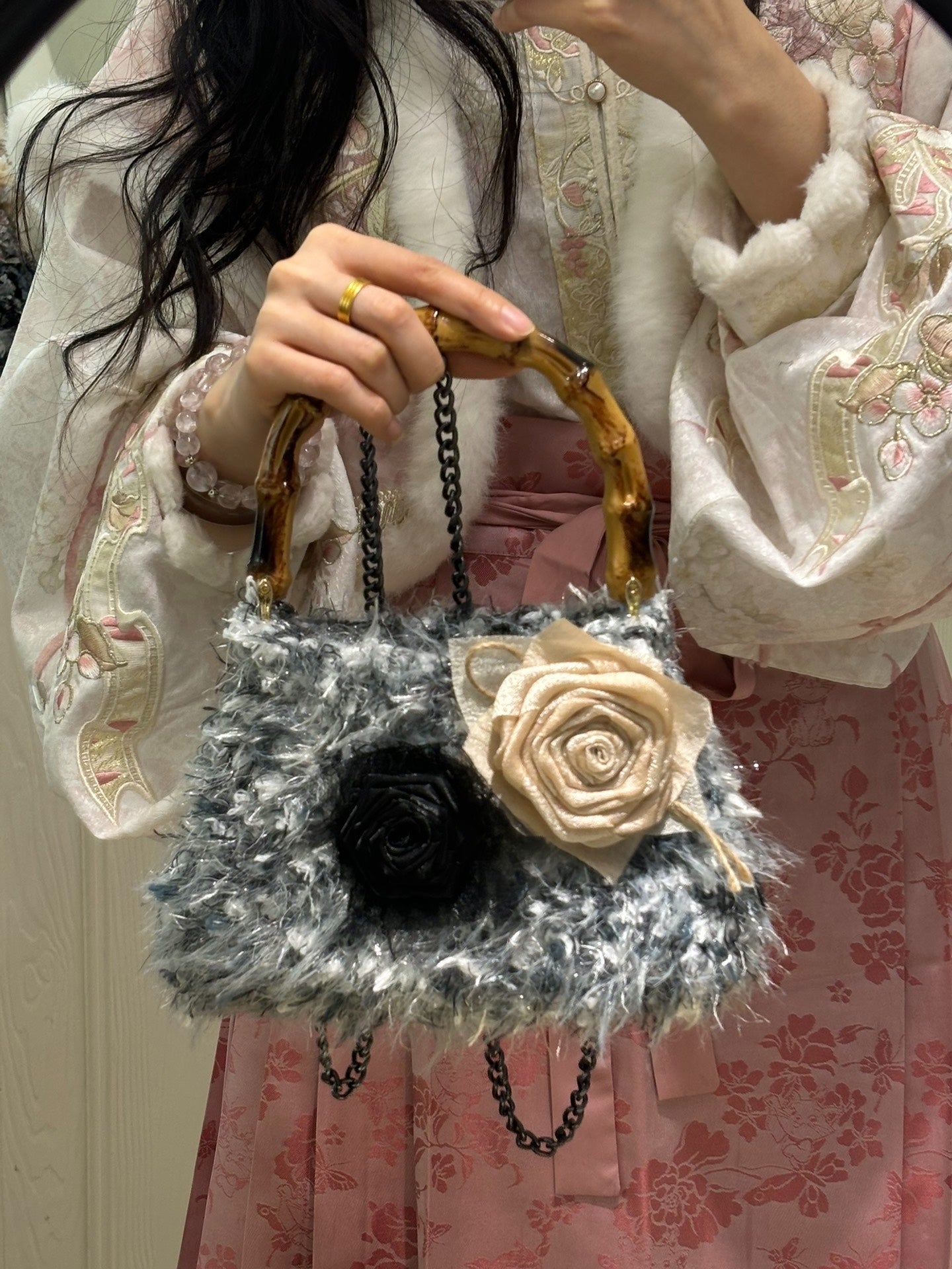 Ink Wash Rose Vintage Bag