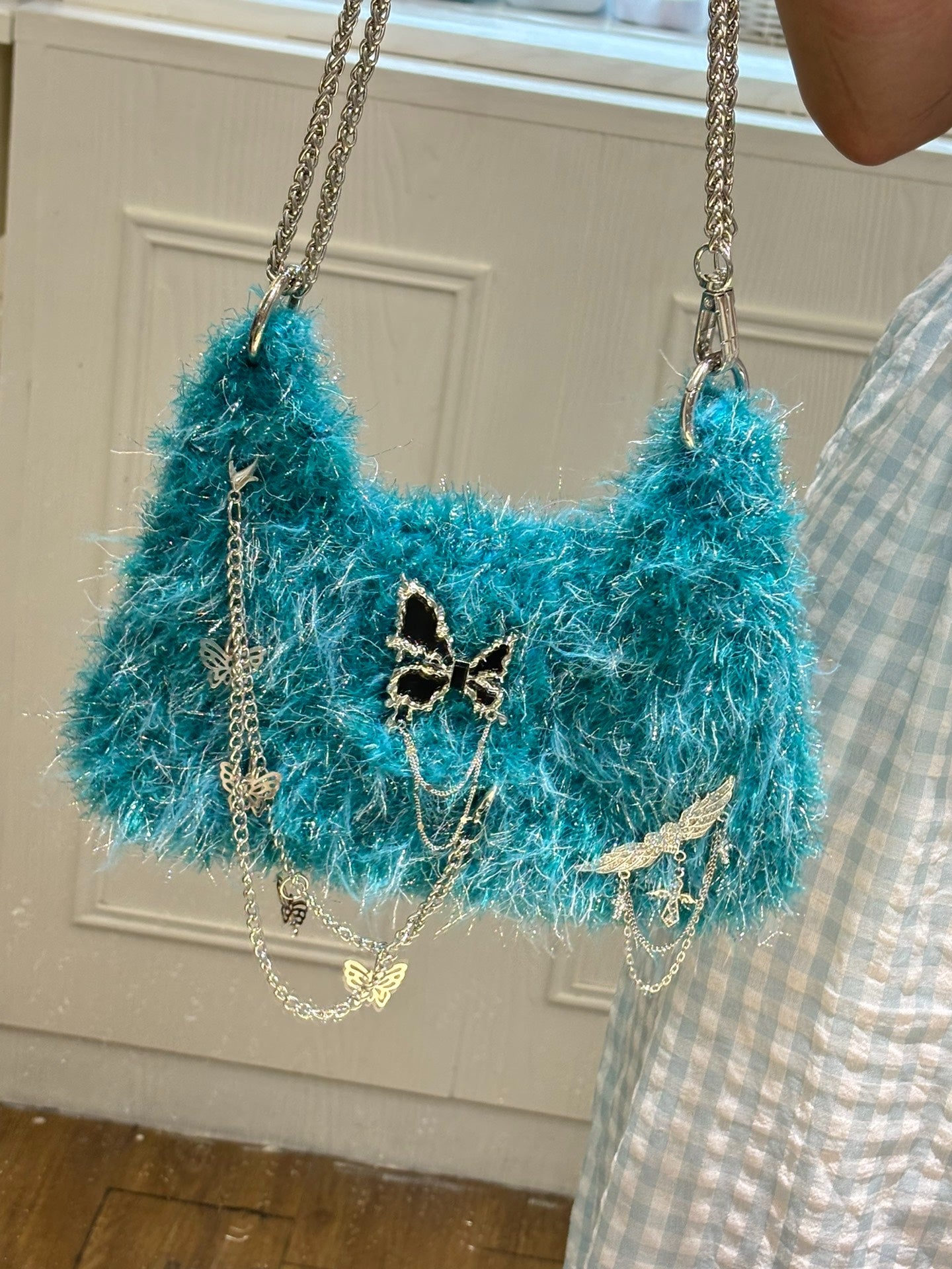Lone Butterfly on Blue Island Crossbody Bag