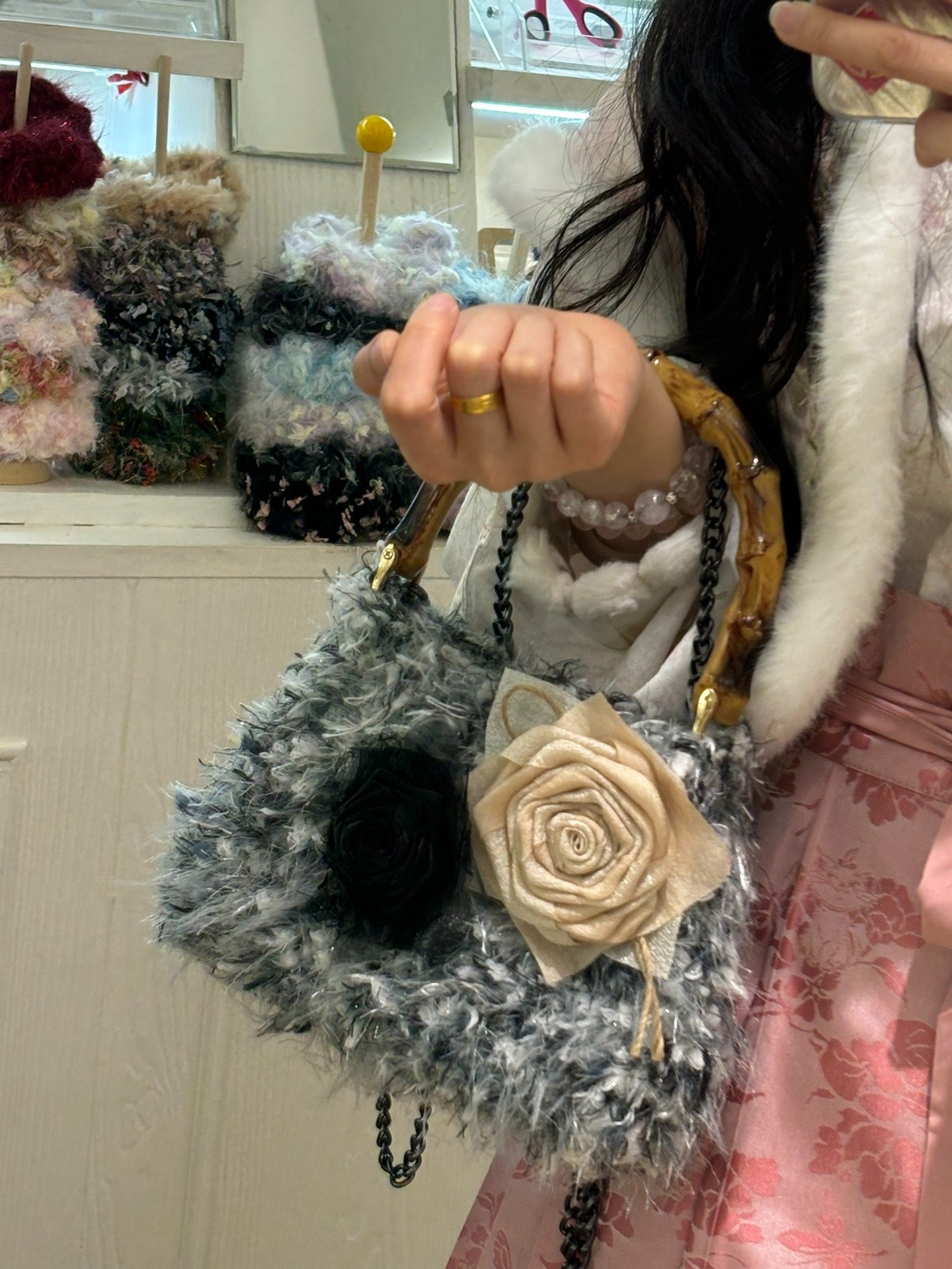 Ink Wash Rose Vintage Bag