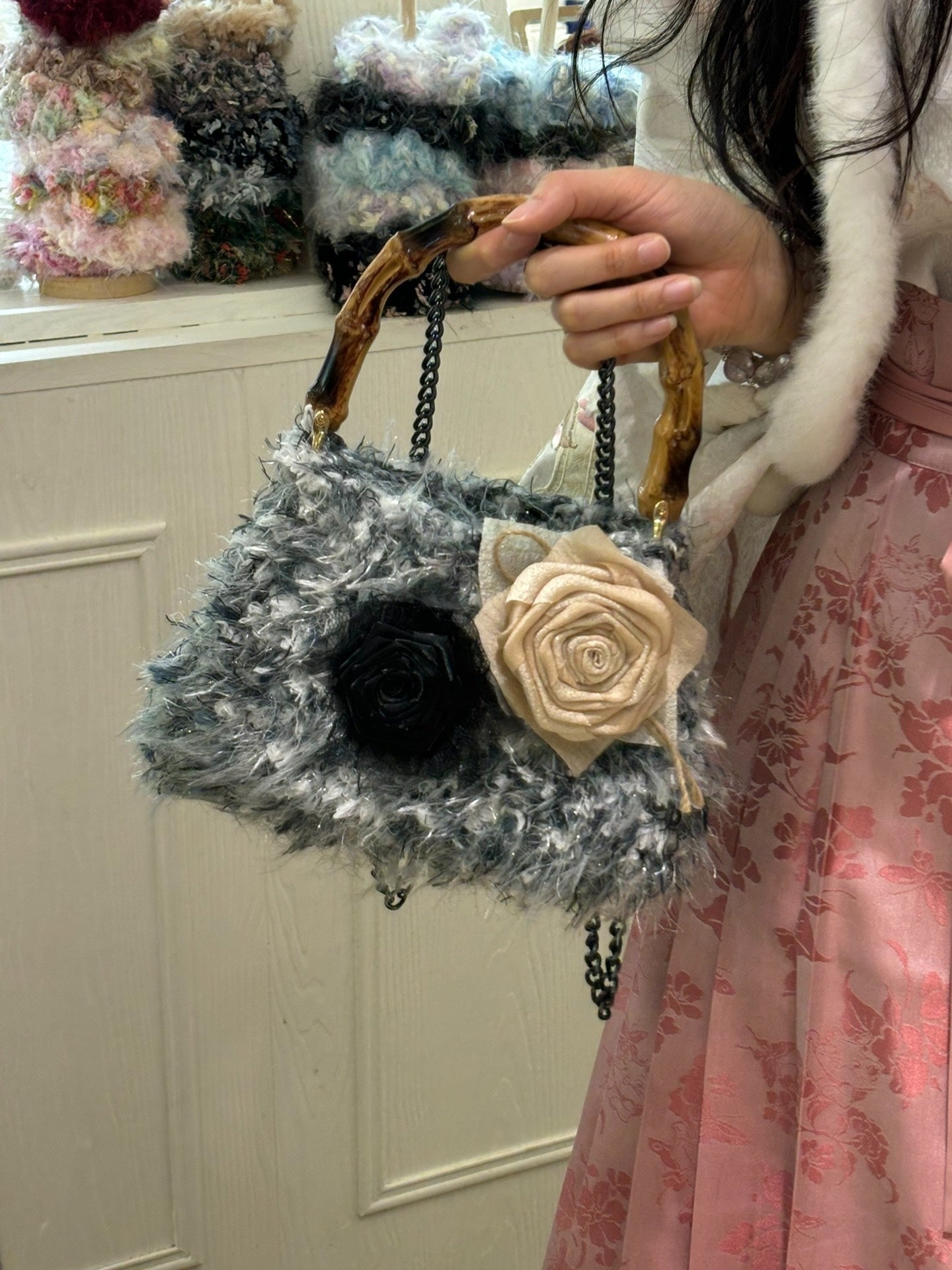 Ink Wash Rose Vintage Bag