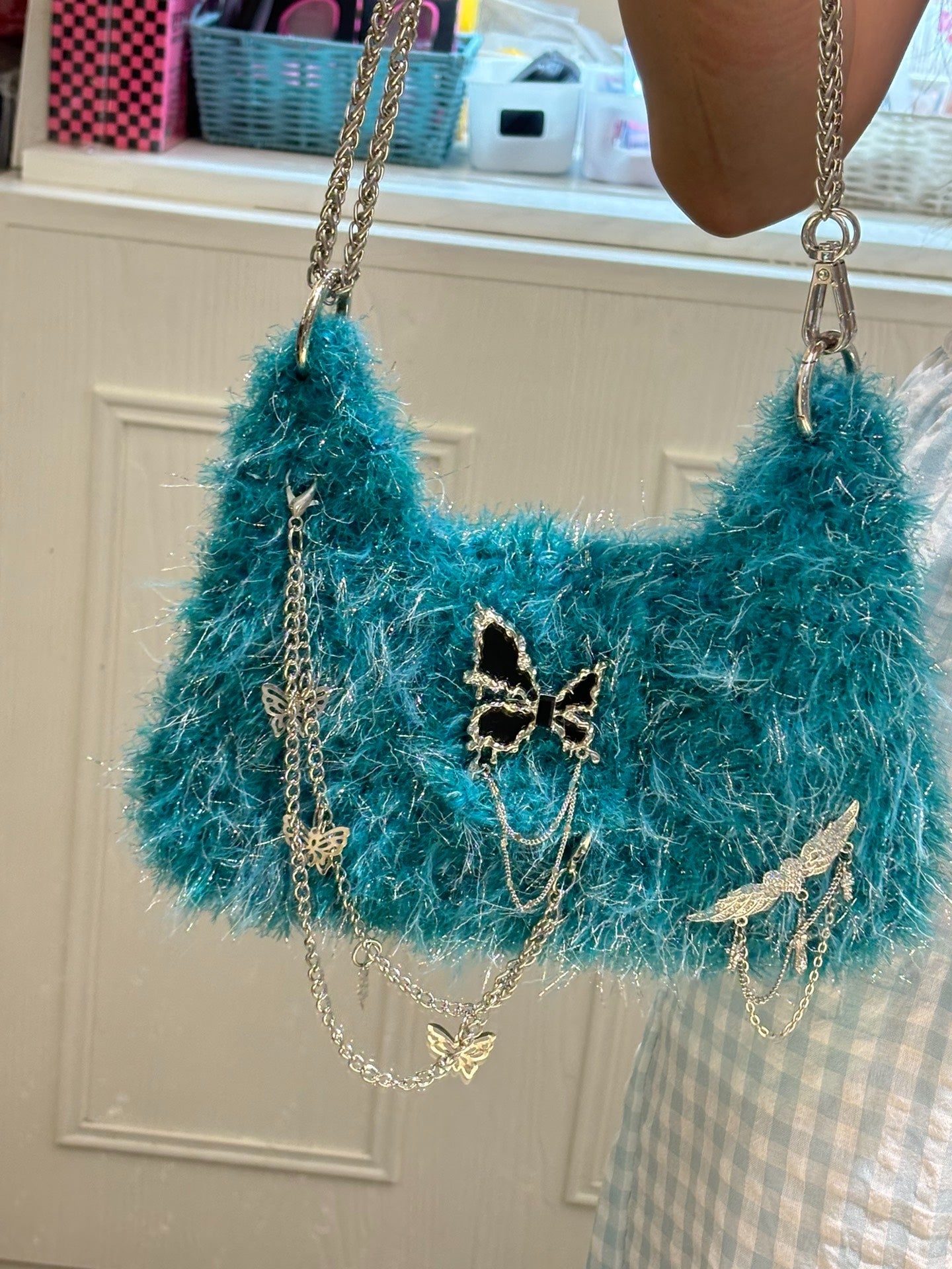 Lone Butterfly on Blue Island Crossbody Bag