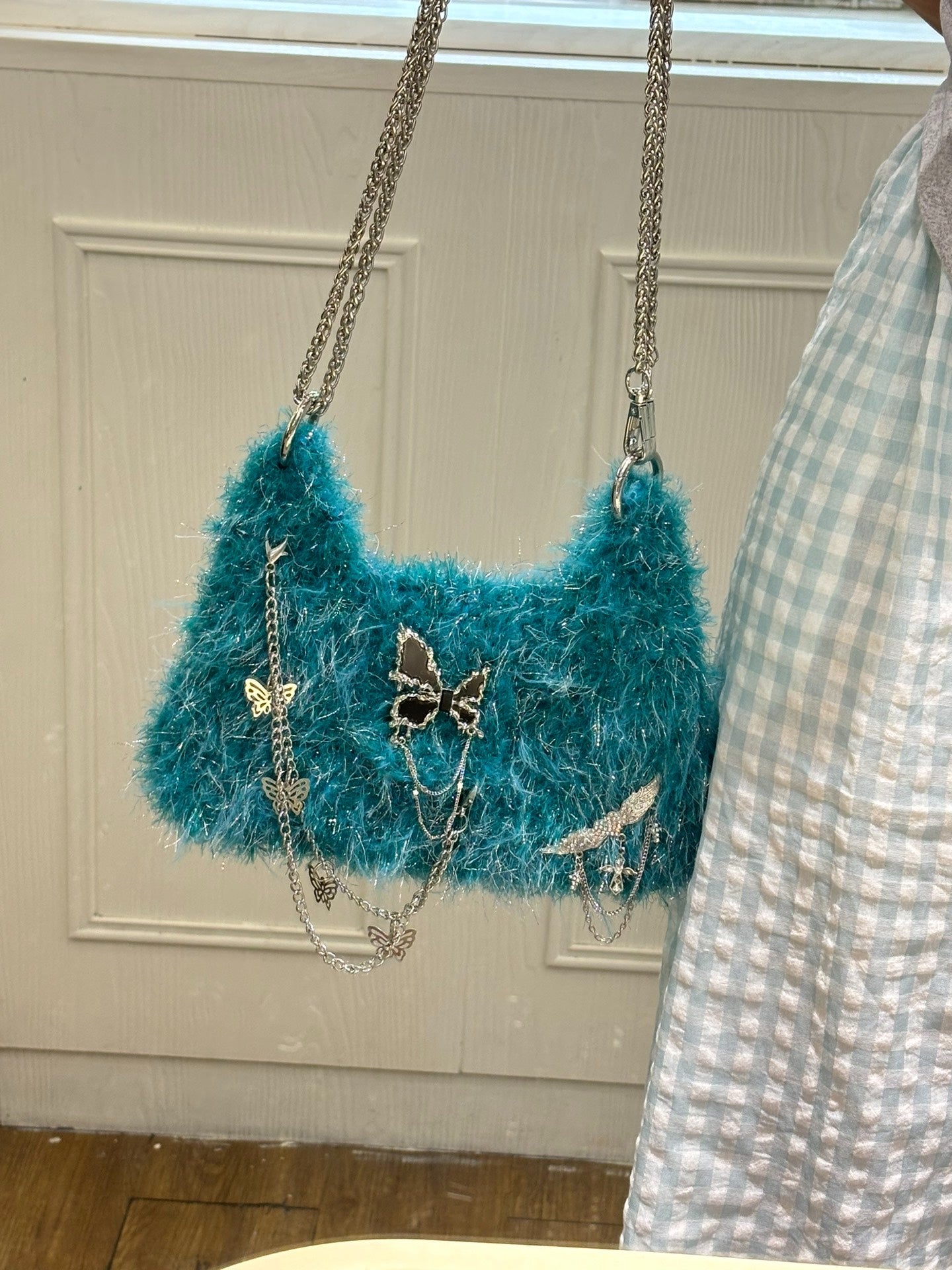 Lone Butterfly on Blue Island Crossbody Bag