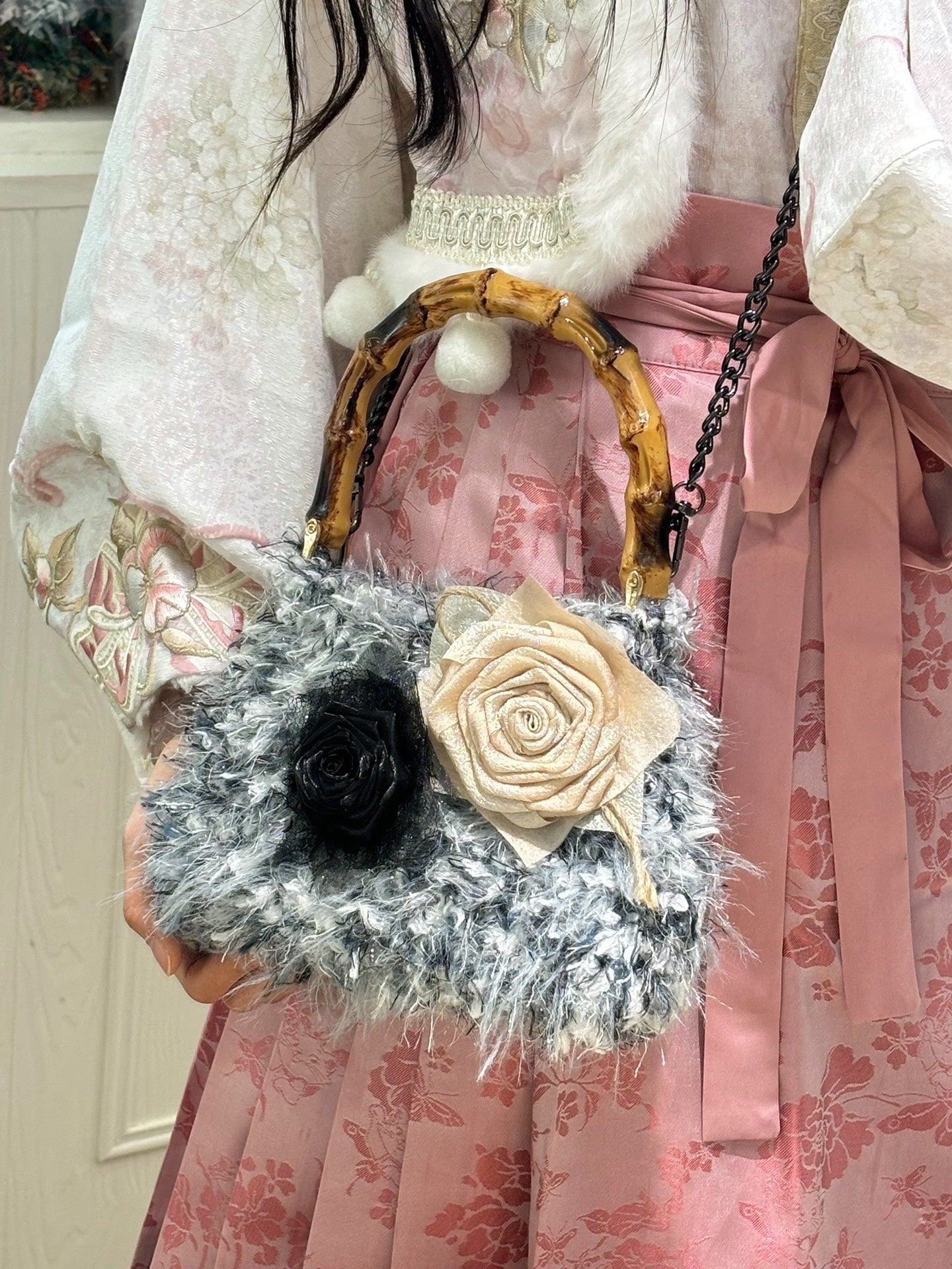 Ink Wash Rose Vintage Bag