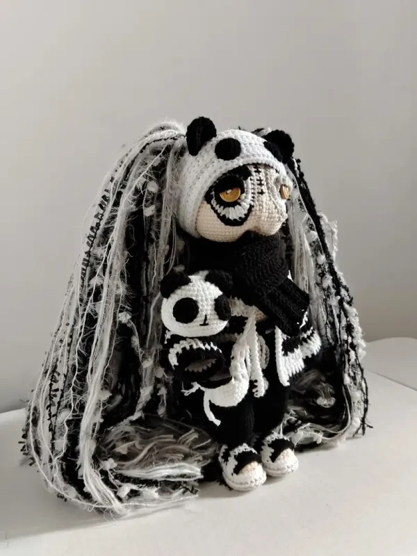 The "Panda Goth" – Monochrome Streetwear Doll
